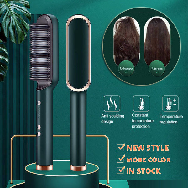 Hair Straightener & Curly Styling Brush - Blossom Health & Beauty